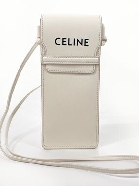 Celine Cream Leather Crossbody Phone Pouch